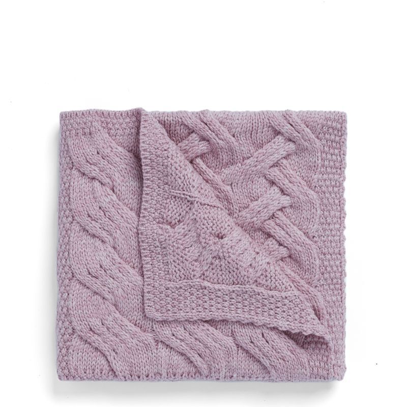 Aran Patchwork Cot Throw Pink